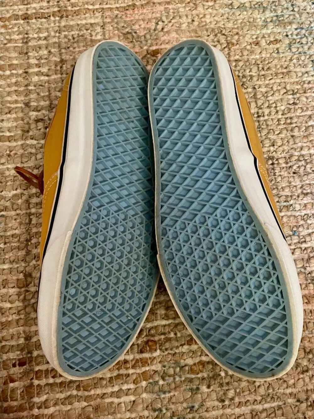 VANS Authentic Canvas Leather Lace-up Sneakers Mustard Yellow / Golden Mens 10